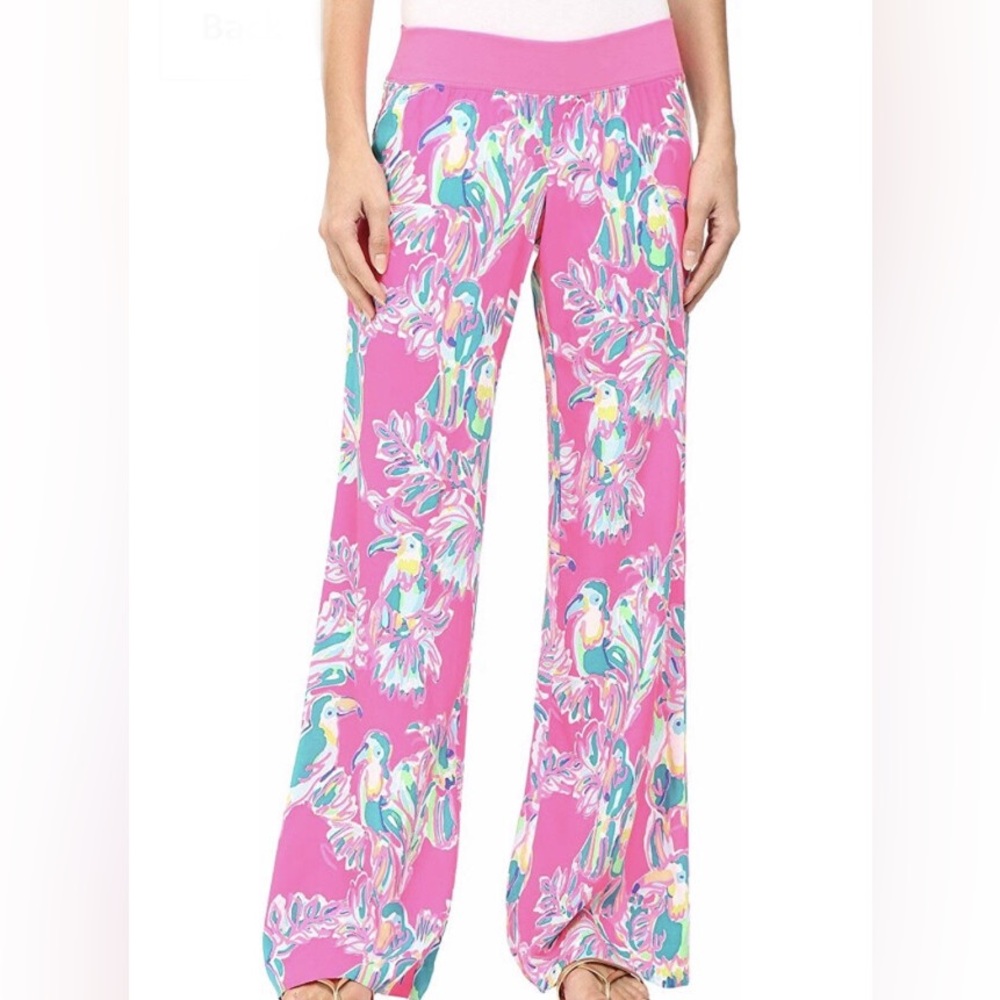 Lilly Pulitzer Seaside Beach Pants Women’s Small Dragonfruit Toucan Can Pink